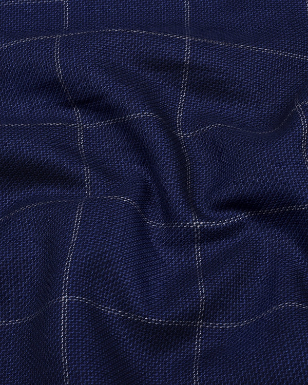 Dortan NavyBlue With Cream Dobby Broad Check Cotton Shirt