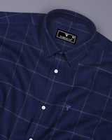 Dortan NavyBlue With Cream Dobby Broad Check Cotton Shirt
