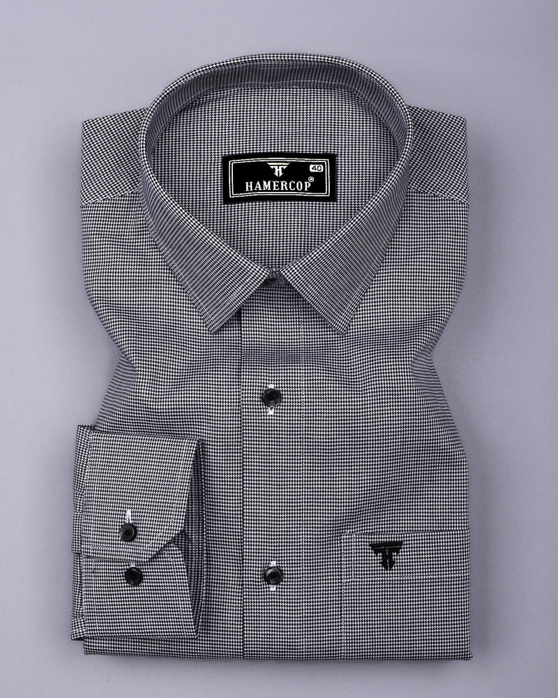 Tropsin Black Houndstooth Dobby Check Premium Giza Shirt