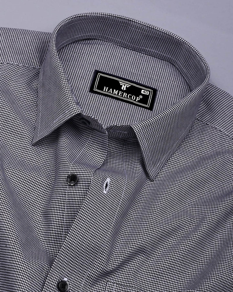 Tropsin Black Houndstooth Dobby Check Premium Giza Shirt