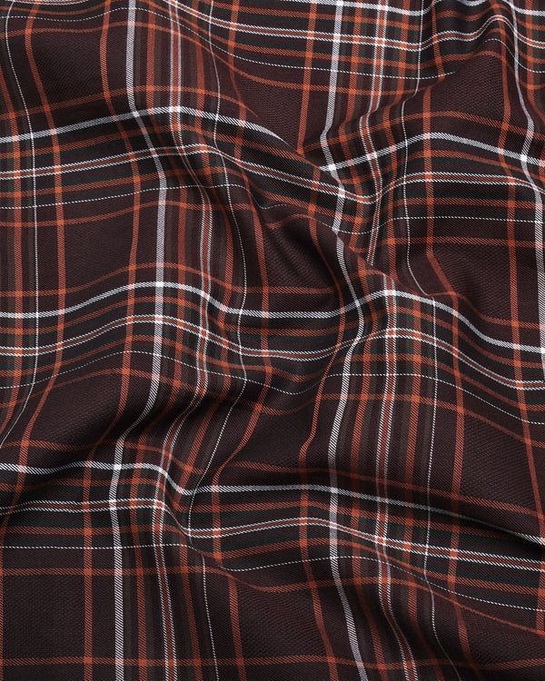 Delta Brown With White Twill Check Premium Cotton Shirt