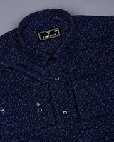 Queen Blue With SkyBlue Printed Formal Cotton Shirt
