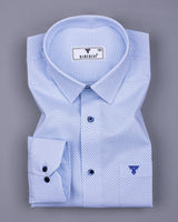 Powder Blue With White Arrow Printed Cotton Shirt