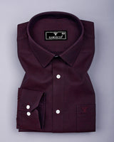 Caramel Maroon With Black Jacquard  Cotton Shirt