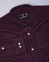 Caramel Maroon With Black Jacquard  Cotton Shirt