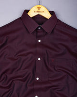 Caramel Maroon With Black Jacquard  Cotton Shirt