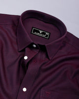 Caramel Maroon With Black Jacquard  Cotton Shirt
