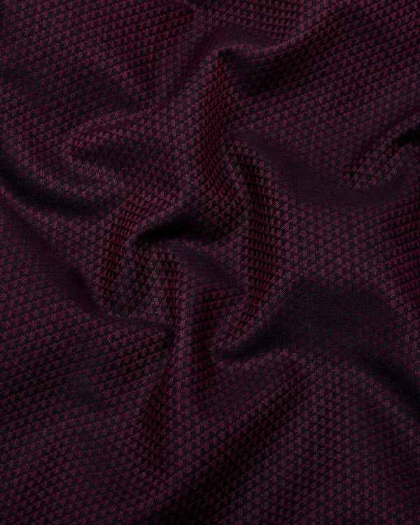 Caramel Maroon With Black Jacquard  Cotton Shirt