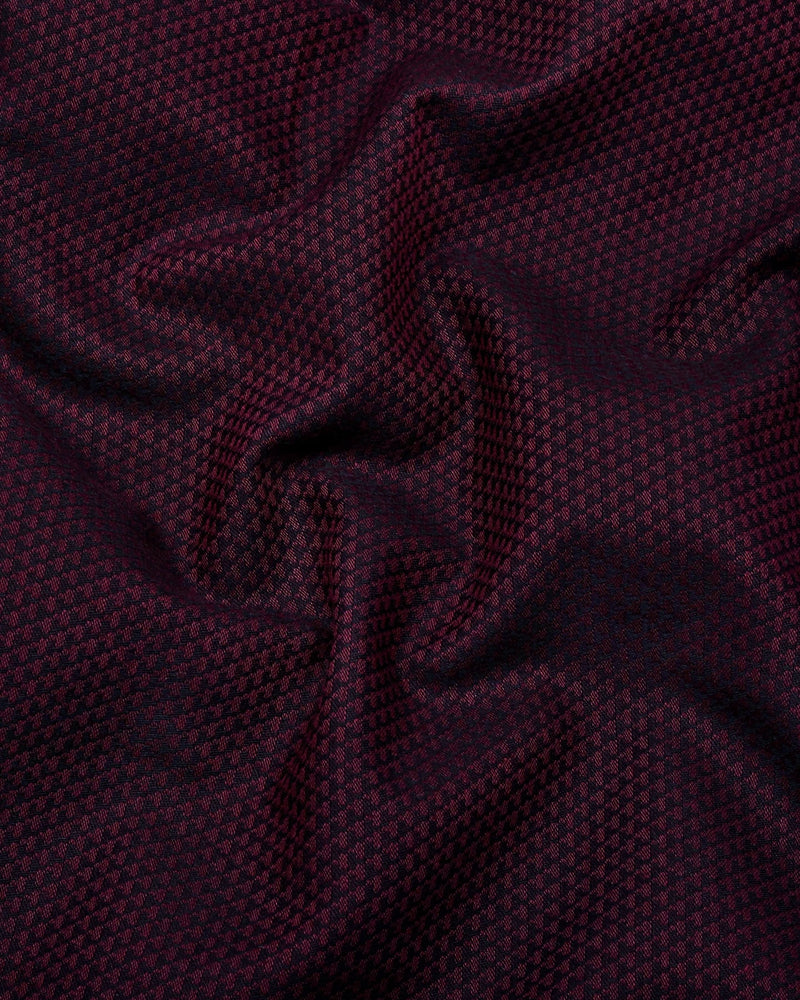 Caramel Maroon With Black Jacquard  Cotton Shirt