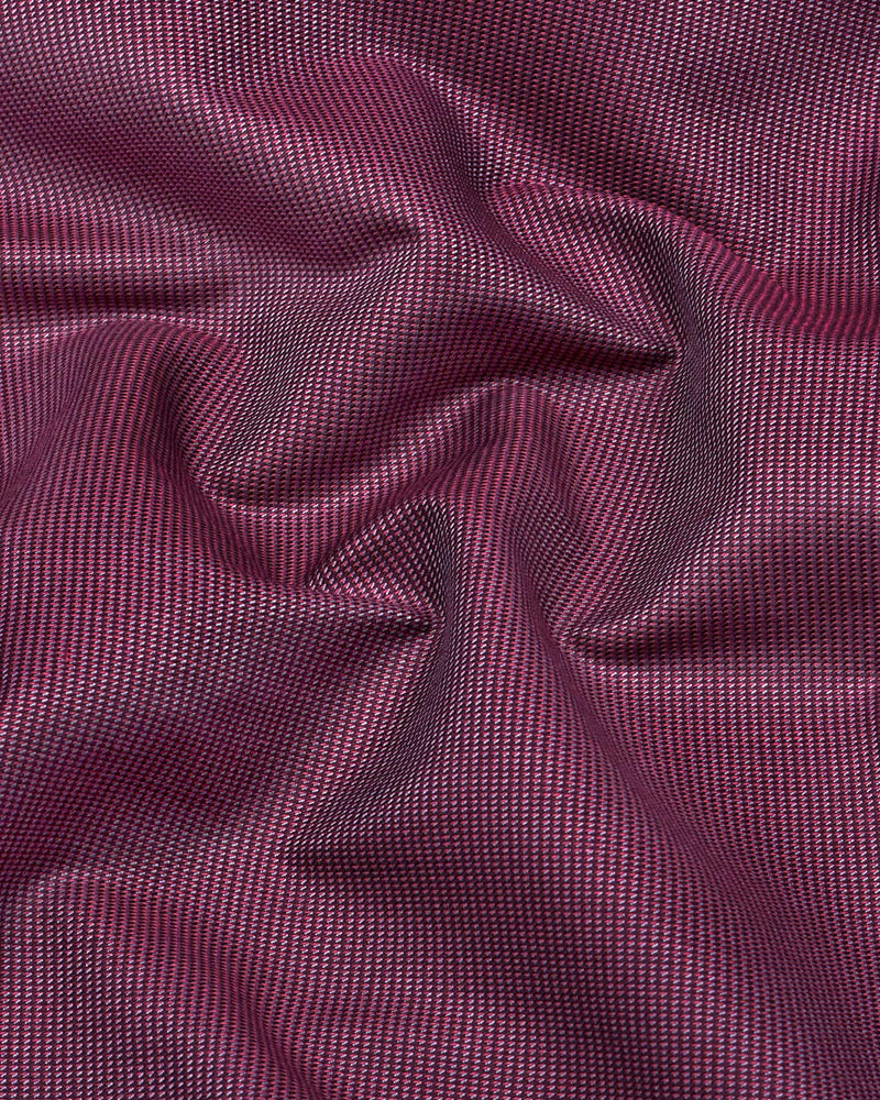 Rosehaven Maroon Dobby Textured Giza Cotton Shirt