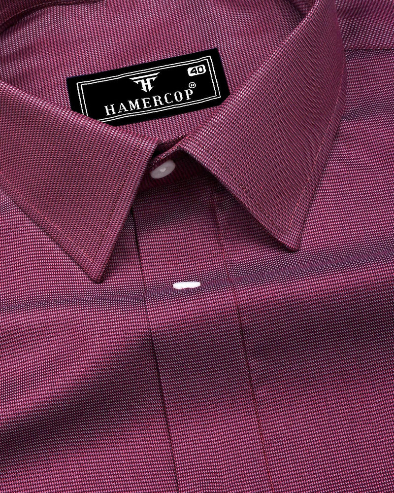 Rosehaven Maroon Dobby Textured Giza Cotton Shirt