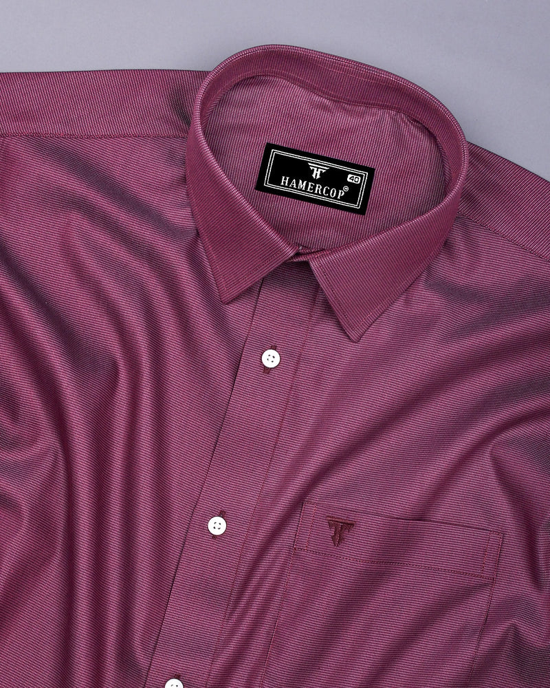Rosehaven Maroon Dobby Textured Giza Cotton Shirt