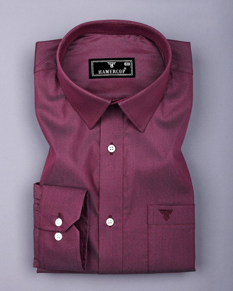Rosehaven Maroon Dobby Textured Giza Cotton Shirt