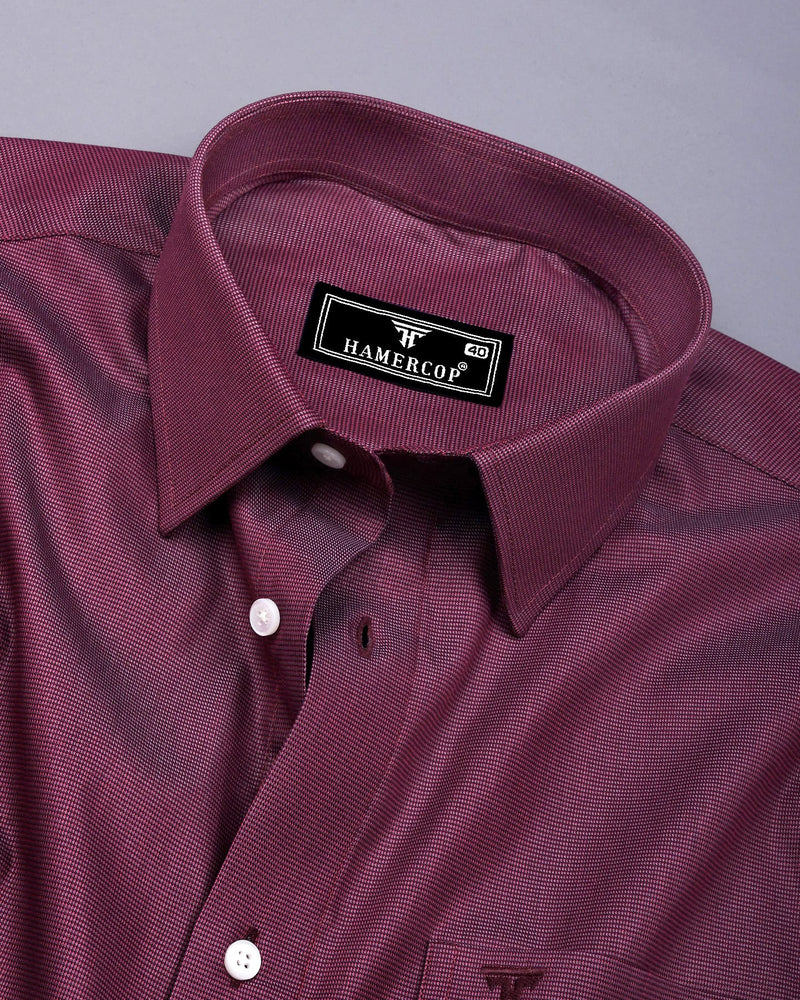 Rosehaven Maroon Dobby Textured Giza Cotton Shirt