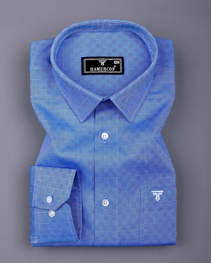Marlin Blue Check Premium Cotton Formal Shirt