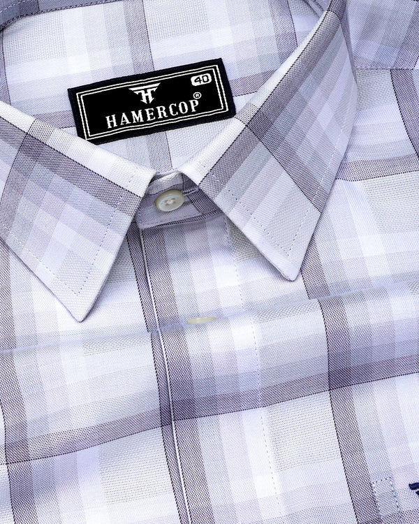 Pescara Gray With White Check Premium Cotton Shirt