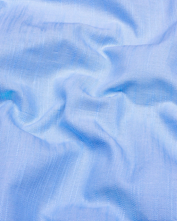 Clinton Blue Solid Linen Cotton Shirt