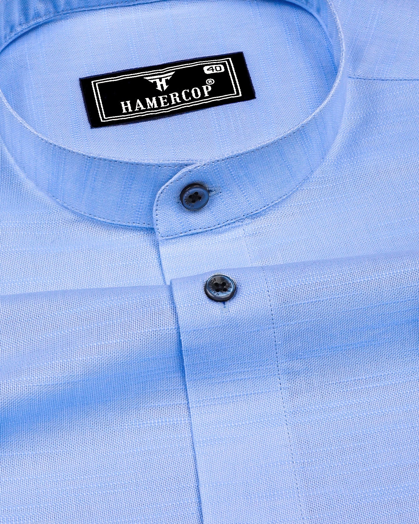 Clinton Blue Solid Linen Cotton Shirt – hamercopglobal