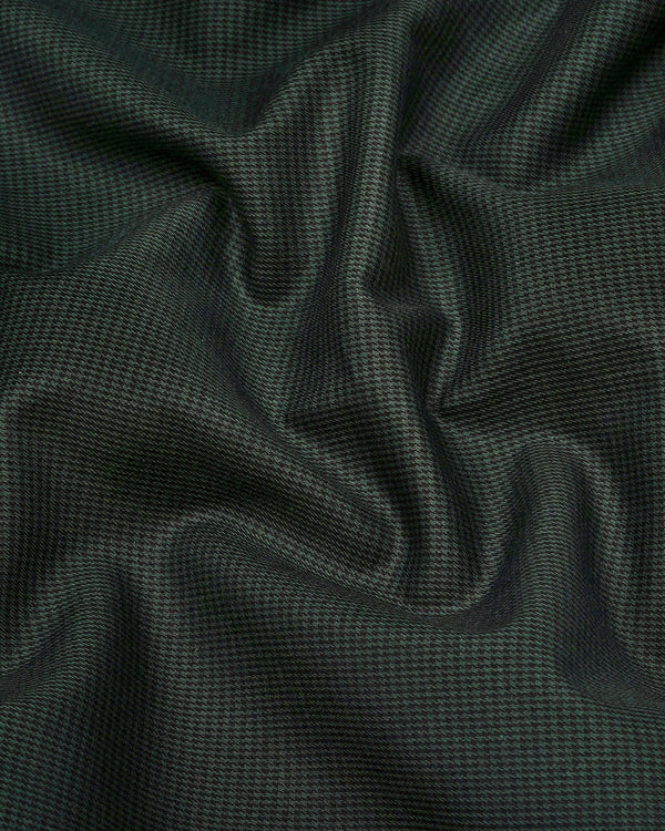 Green With Black Micro Houndstooth Premium Cotton Shirt