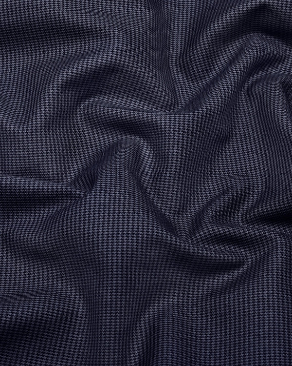 Gray With Black Micro Houndstooth Premium Cotton Shirt