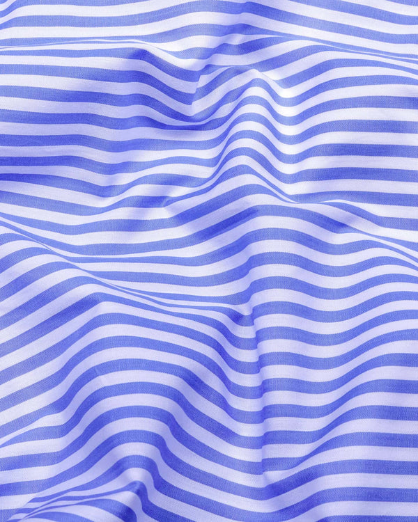 Zesta Blue With White Candy Stripe Premium Cotton Shirt