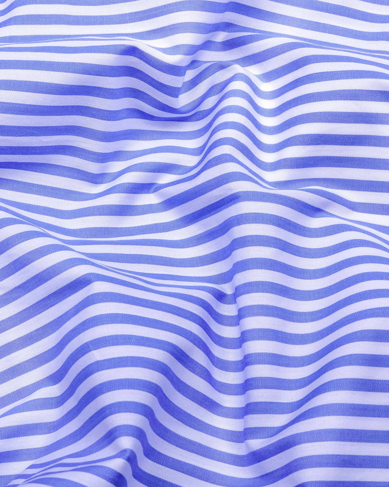 Zesta Blue With White Candy Stripe Premium Cotton Shirt
