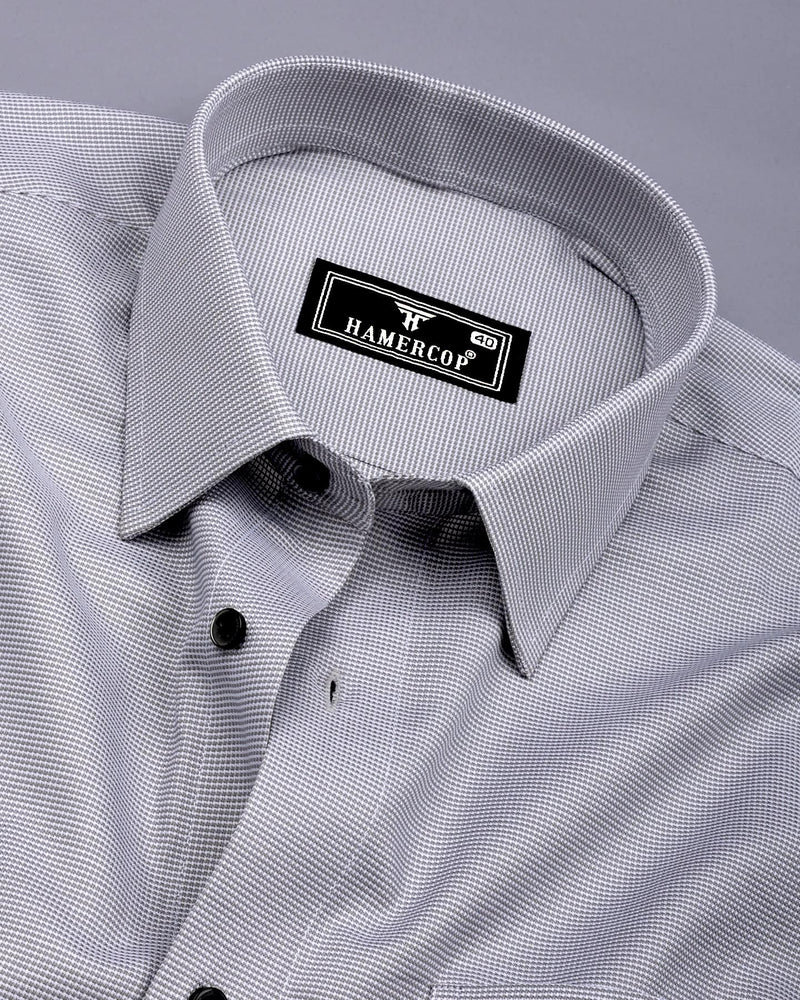 Cloud Gray Foho With White Dobby Textured Giza Shirt