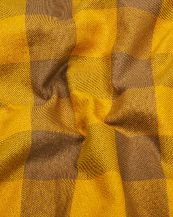 Goldenrod Yellow Plaid Flannel Broad Check Cotton Shirt