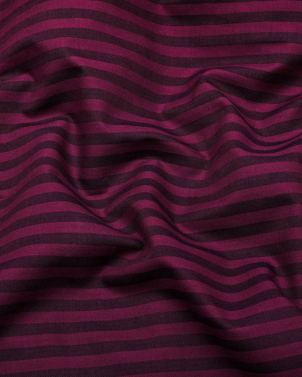 Titanic Maroon Twill Stripe Premium Cotton Shirt