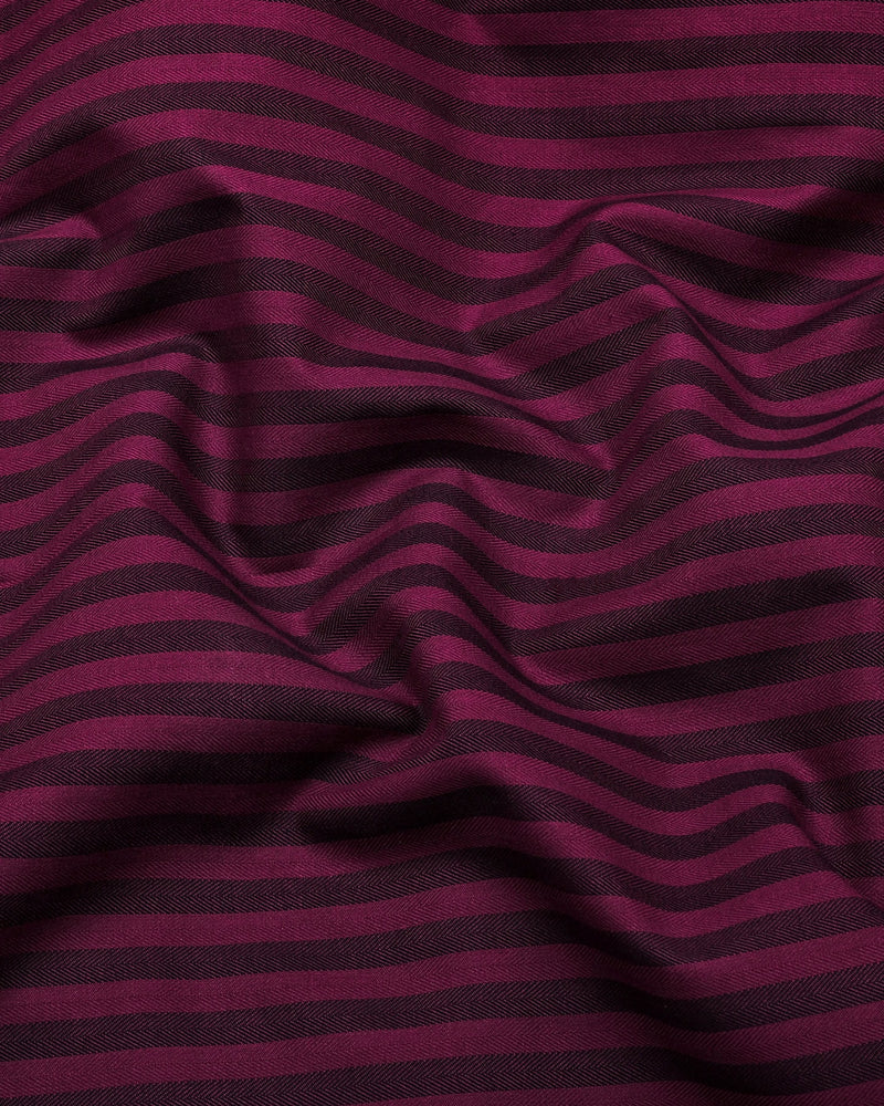 Titanic Maroon Twill Stripe Premium Cotton Shirt