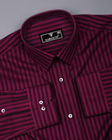 Titanic Maroon Twill Stripe Premium Cotton Shirt