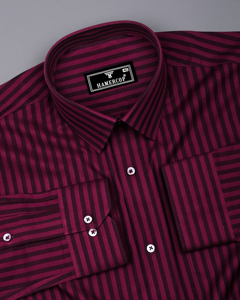 Titanic Maroon Twill Stripe Premium Cotton Shirt