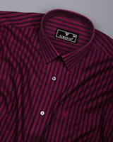 Titanic Maroon Twill Stripe Premium Cotton Shirt