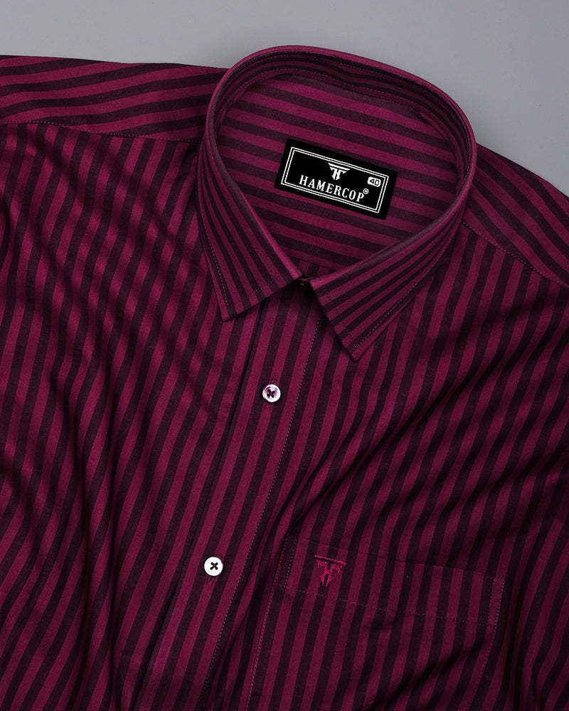 Titanic Maroon Twill Stripe Premium Cotton Shirt