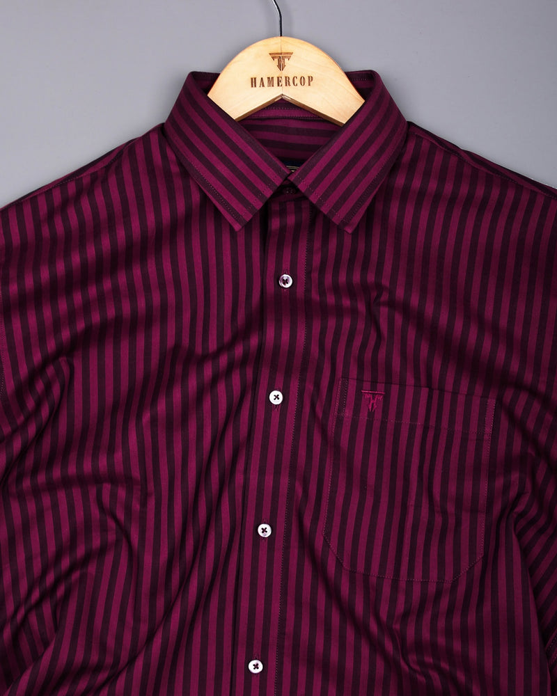 Titanic Maroon Twill Stripe Premium Cotton Shirt