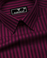 Titanic Maroon Twill Stripe Premium Cotton Shirt