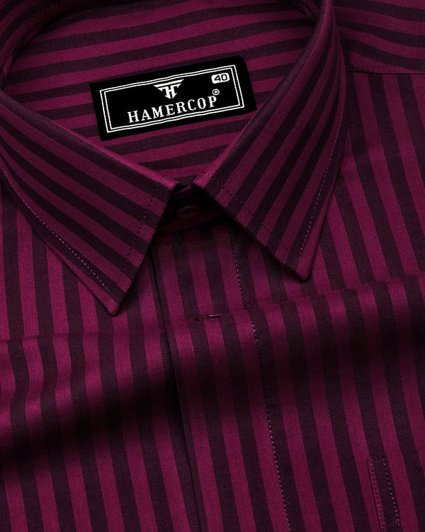 Titanic Maroon Twill Stripe Premium Cotton Shirt
