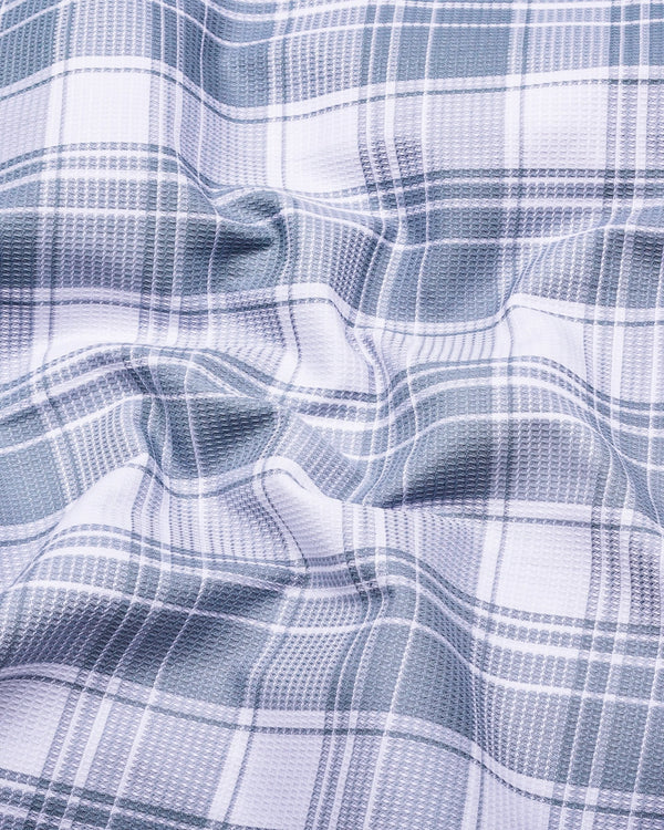 Monorom Gray With White Waffle Dobby Check Shirt