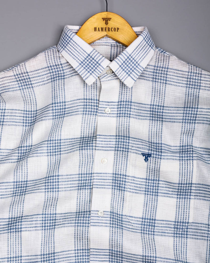 Zip White With Gray Waffle Dobby Check Shirt