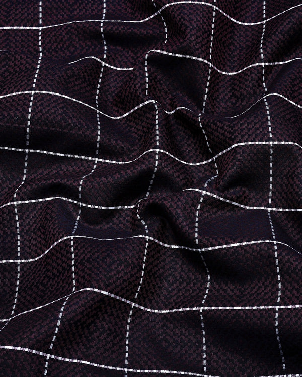 Choco Brownish With White Check Jacquard Textured Giza Shirt