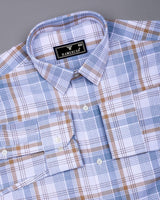 Yuxi Cream With Gray Check Dobby Cotton Formal Shirt