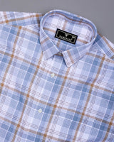 Yuxi Cream With Gray Check Dobby Cotton Formal Shirt