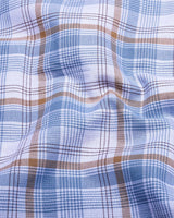 Yuxi Cream With Gray Check Dobby Cotton Formal Shirt