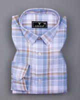 Yuxi Cream With Gray Check Dobby Cotton Formal Shirt