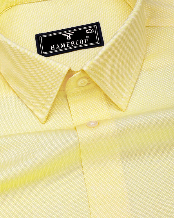 Laser Lemon Yellow Solid Dobby Cotton Shirt