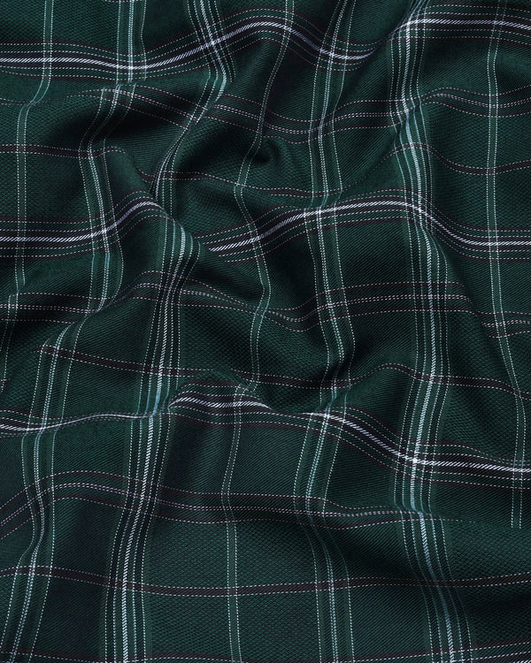 Zuri Green With White Check Dobby Cotton Shirt