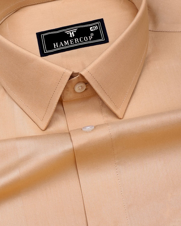 Seagull Biscuit Cream With Self Broad Box Premium Cotton Shirt