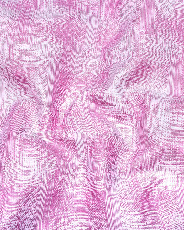 Wuhan Pink White Printed Formal Cotton Shirt