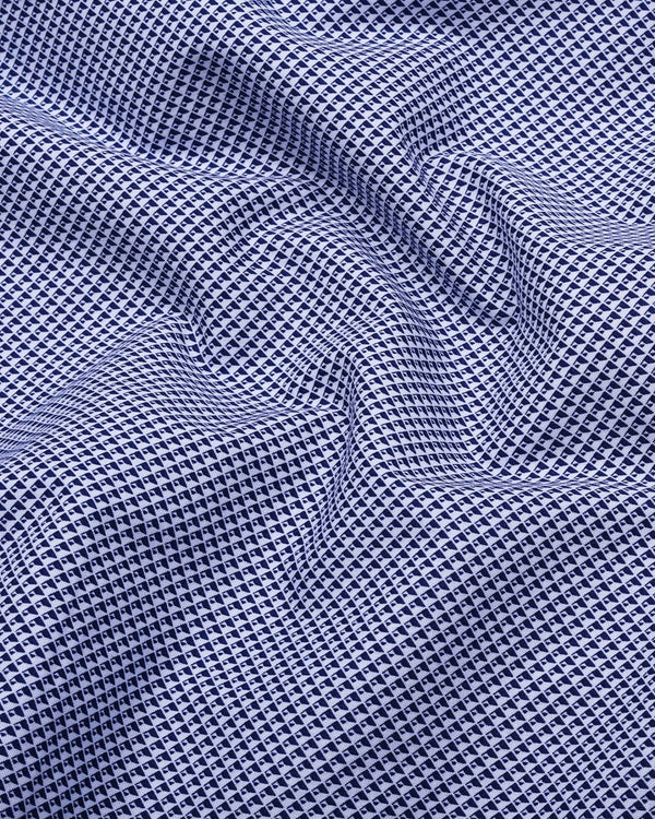 Ellora Blue With White Printed Cotton Shirt