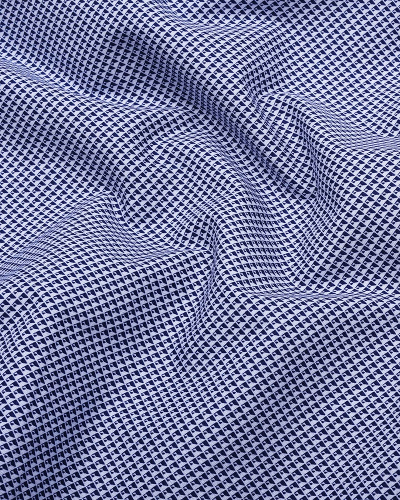 Ellora Blue With White Printed Cotton Shirt